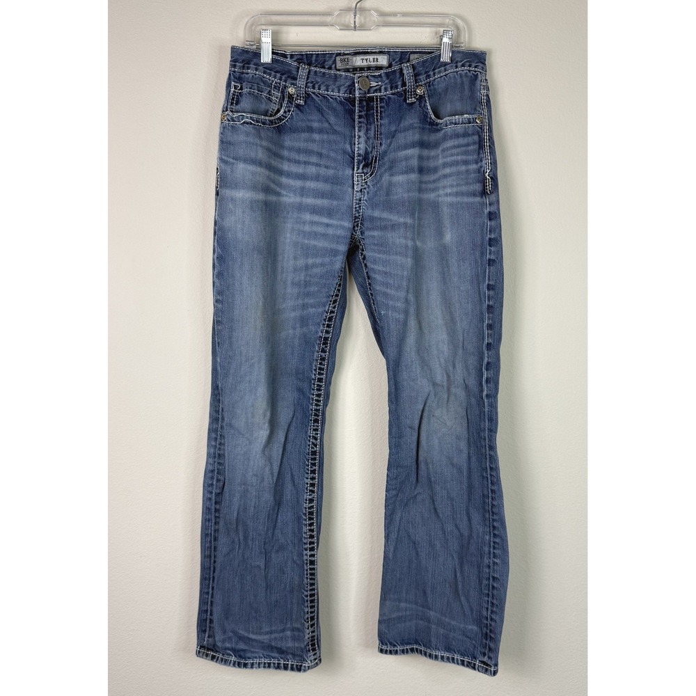 BKE Denim Men's Classic Tyler Straight Leg Denim Faded Jeans Blue Size 34R
